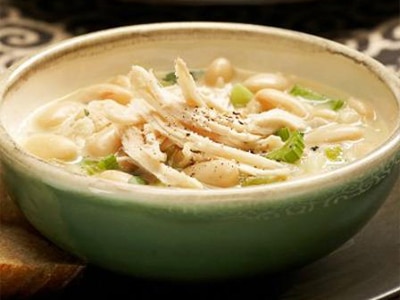 Turkey and White Bean Stew in a green bowl.