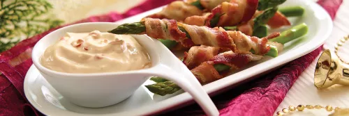 Bacon Wrapped Asparagus with Chipotle Dipping Sauce Long Left