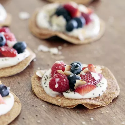 Fresh Fruit & Sweetened Yogurt Open-Face Tacos