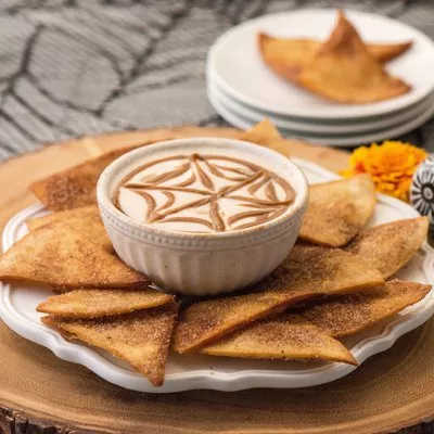 Mini Buñuelos with Marshmallow Yogurt Dip