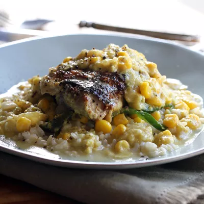 Creamy Chicken with Corn and Poblano Chiles