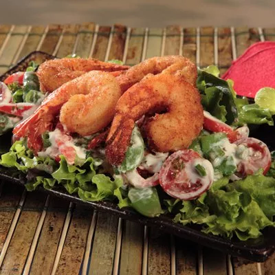 Ensalada de Vainas Y Camarones Empanizados