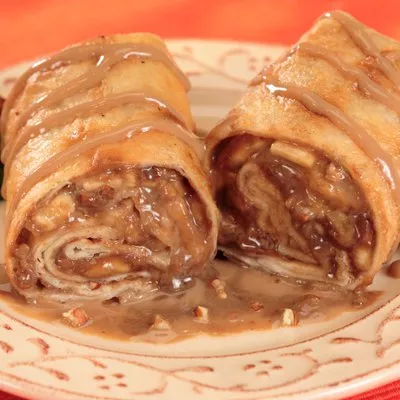Banana-Filled Chimichangas with Coffee Cream Sauce