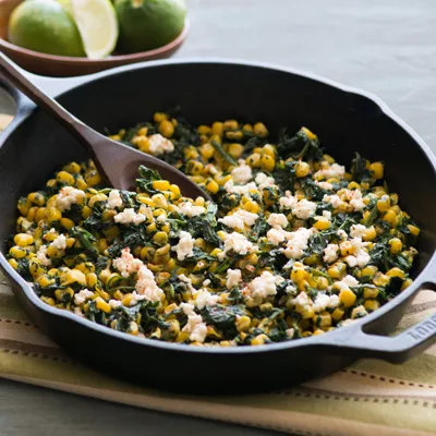 Street Corn with Spinach and Cotija Cheese