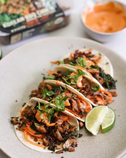 Vegan Korean Chik'n Kimchi Tacos
